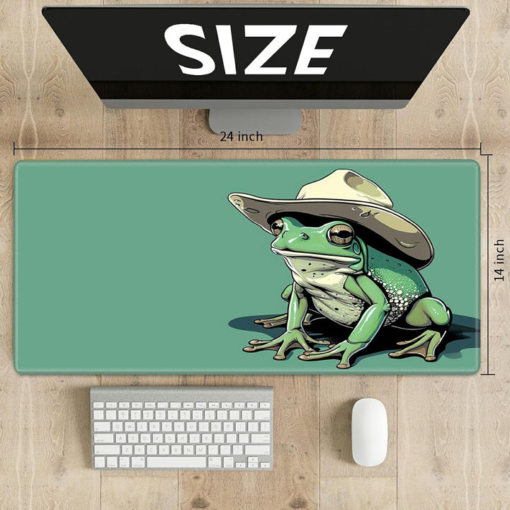 TCG Playmat Board Game Mat plus 50 Pcs Card Sleeves, 24 X 14 Table Mats Game Mousepad with Soft Surface Non-Slip Base for MTG RPG CCG Trading Card Game Playmats, Green Frog