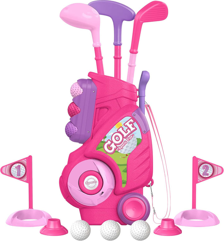 Toddler Golf Set, Upgraded Kids Golf Cart with Unique Shoulder Strap Design, Indoor and Outdoor Golf Toys for Boys and Girls Aged 1-5 Years Old