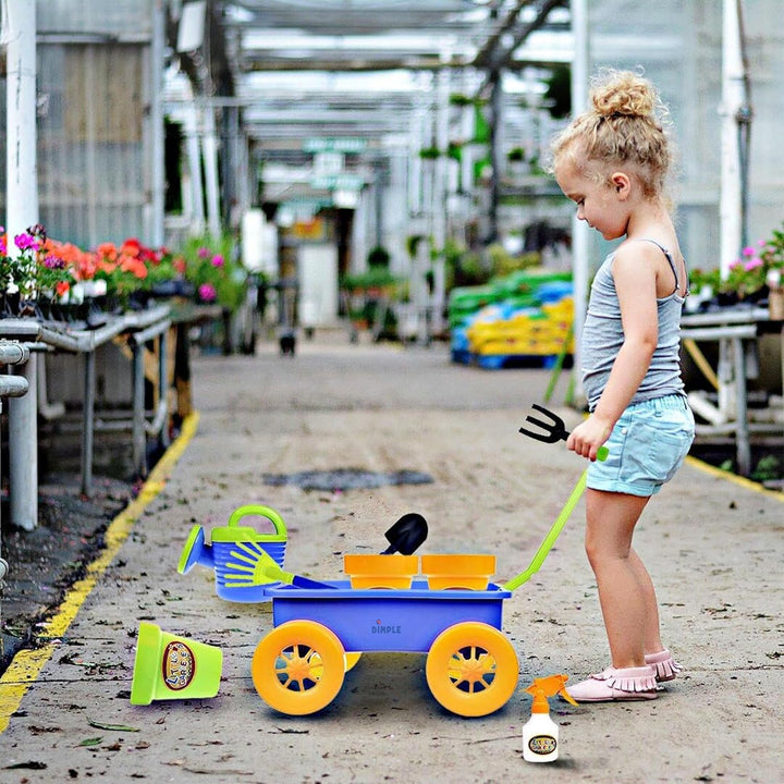 Garden Wagon & Tools Toy Set Premium 15 Pcs Kids Gardening Tools & Wagon Toy Set - Sturdy & Durable - Top Yd, Beach, Sand, Garden Play Set - Great for Kids & Toddlers
