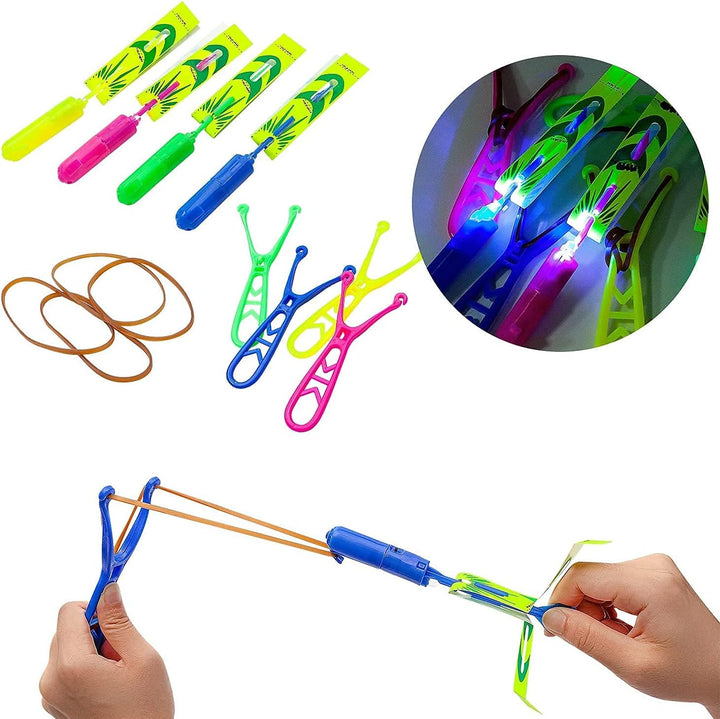 s Slingshot LED Light up Helicopters, 6 Copters and 3 Launchers - as Seen on TV for Unisex Children