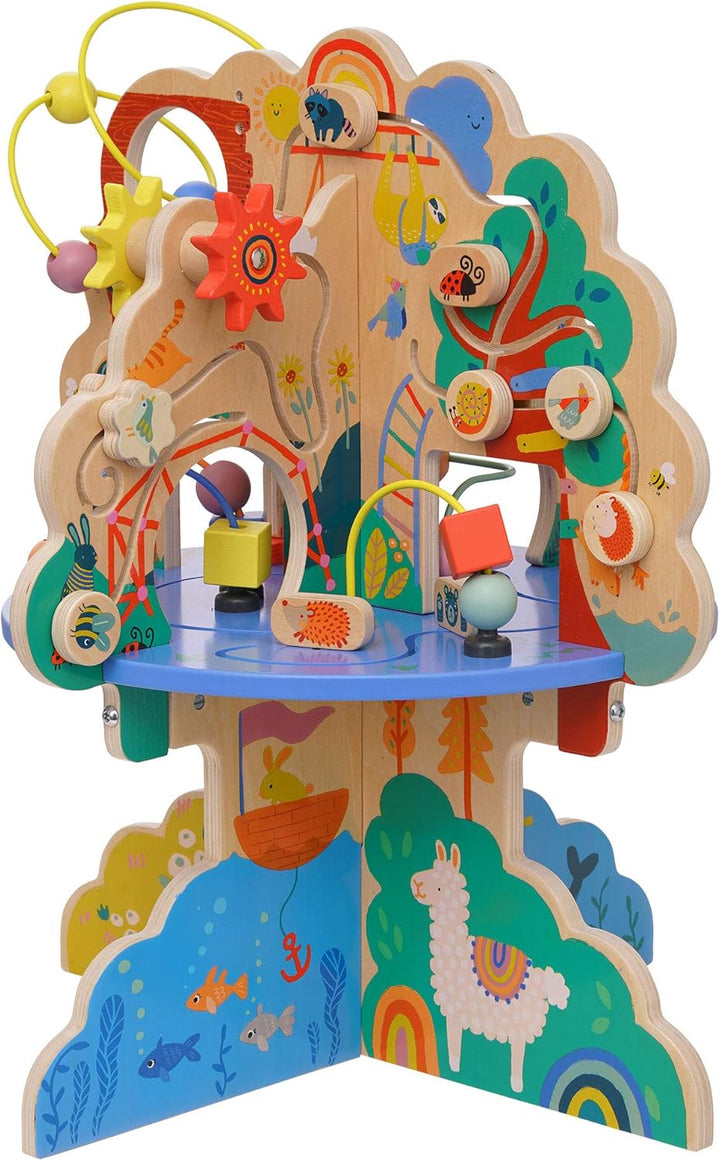 Playground Adventure Wooden Toddler Activity Center with Gliders, Abacus Track, Spinners, Spring Toys and Bead Runs