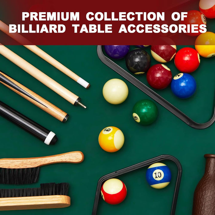55 Pcs Pool Table Accessories 16 Pcs Billiard Balls 6 Set Pool Sticks Triangle Diamond Ball Holder Cue Chalks Cue Tip and Brush Set