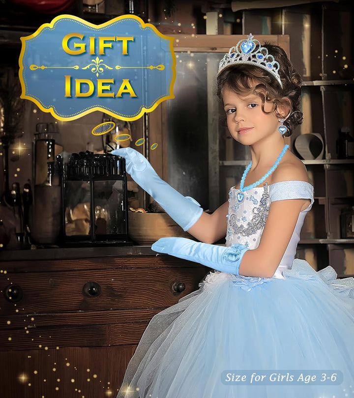 Princess Dress up Accessories Princess Crown Tiara for Little Girls, Princess Tiara Glove Wand Toy Gift for 3-6 Girl