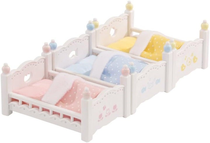 Triple Baby Bunk Beds - Dollhouse Furniture Set for Ages 3+