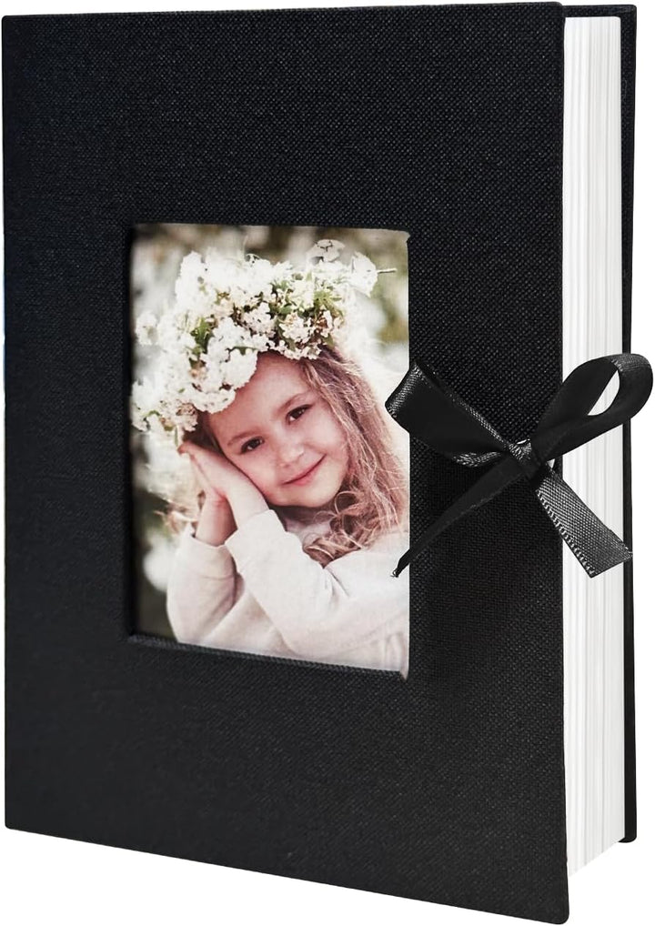 Photo Album 4X6 100 Pockets, Linen Cover Top Loader Vertical, Slip-In Picture Grey Pockets Albums for Wedding, Family, Anniversary, Baby, Vacation