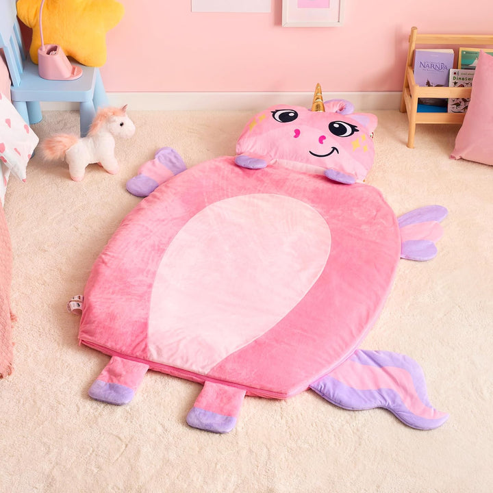 Toddler Sleeping Bag for Kids Ages 3+ Nap Mat for Preschool with Pillow & Blanket Sleeping Mats for Kids Daycare Plush Slumber Bag for Boys Girls Kindergarten Birthday Gift