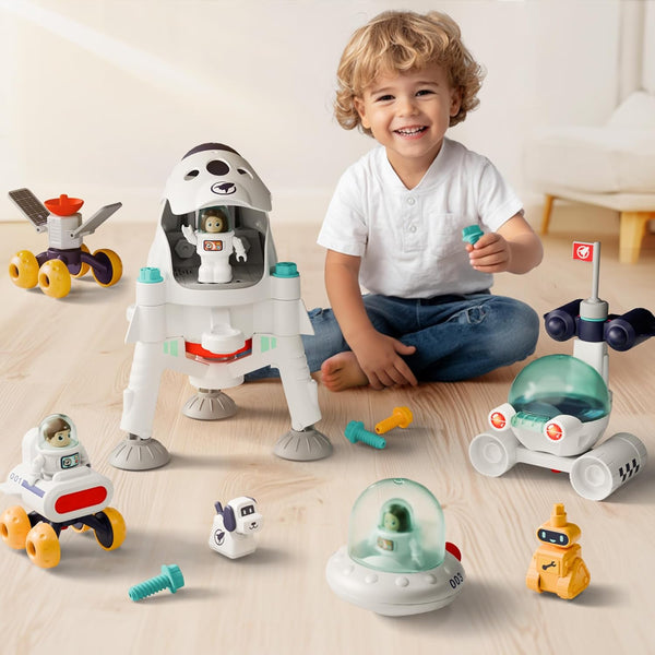 Kids Space Toys, Spaceship Adventure Planet Playset W/ 2 Astronaut Rocket Shuttle, Boy Educational STEM Outer Space Solar System Toy, Cool Birthday Gift 3 4 5 6 7 8 Year Old Girl Toddler