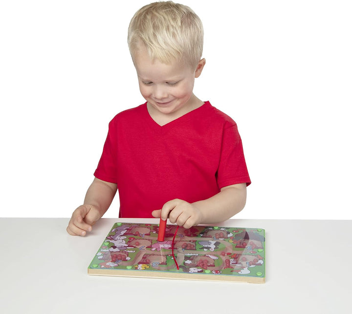 Magnetic Wand Number Maze - Wooden Puzzle Activity Learning Toys, Travel Activities for Kids, Magnetic Maze for Toddlers and Kids Ages 3+