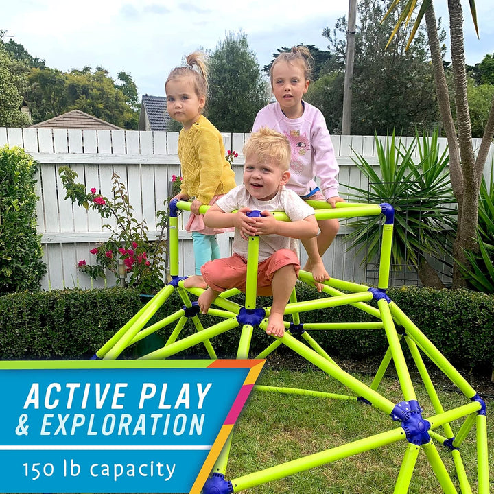 Monkey Bars Climbing Dome - Sturdy & Portable Jungle Gym for Kids, Backyard Playset for Toddlers, Active Outdoor Fun for Kids Ages 3 to 8 Years Old, Lightweight & Easy Assembly, Green/Blue