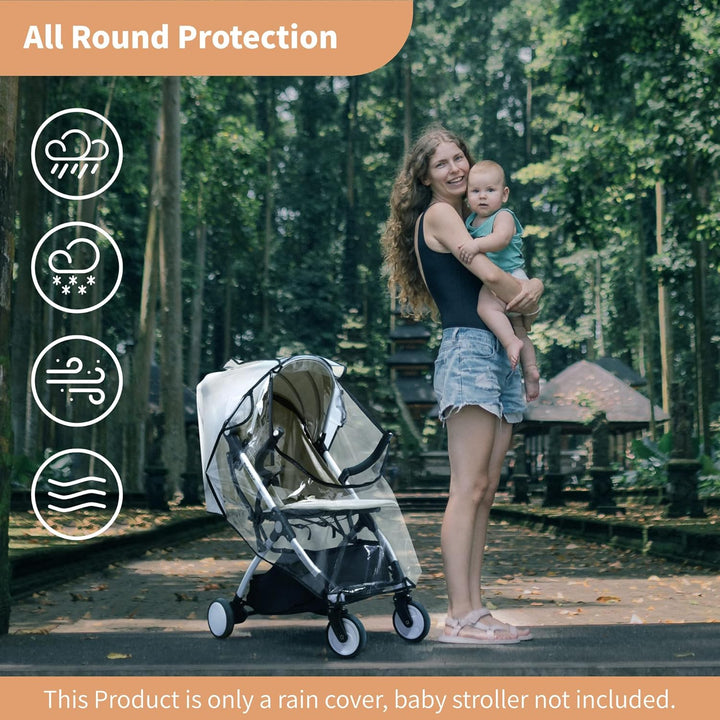 Stroller Rain Cover Universal Stroller, Travel Weather Shield Windproof and Waterproof Protect from Dust and Snow
