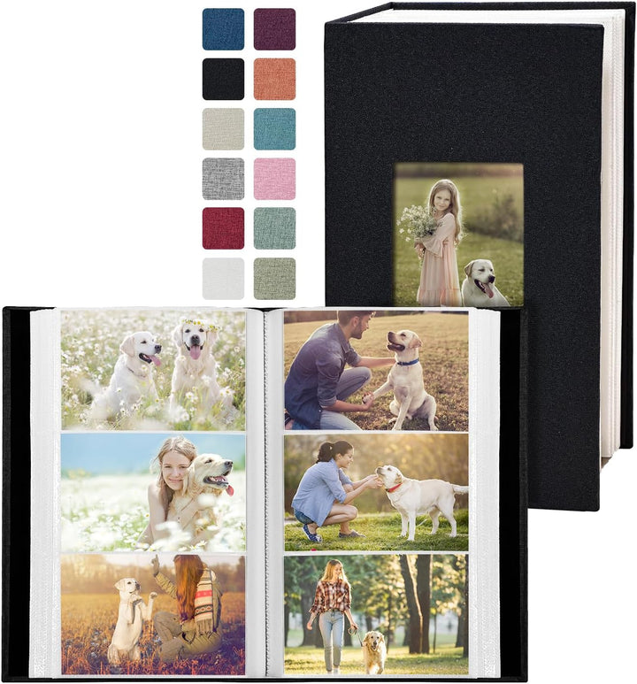 Photo Album 4X6 100 Pockets, Linen Cover Top Loader Vertical, Slip-In Picture Grey Pockets Albums for Wedding, Family, Anniversary, Baby, Vacation