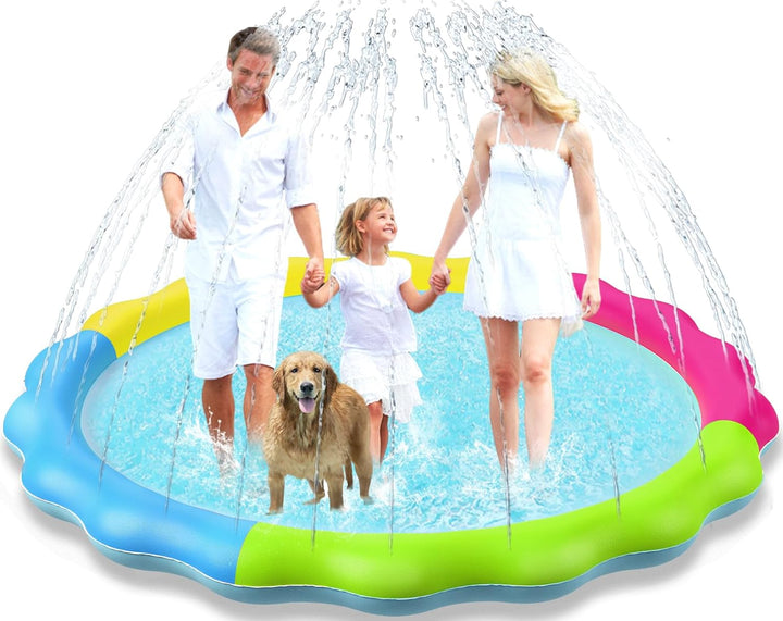 Kids Dog Splash Pad Sprinkler -  Non Slip Dog Sprinkler Pad Splash Pool Puppy Dogs Pool Summer Outdoor Water Toys Backyard Durable Splash Pad for Toddlers Kids Small Medium Large Dogs Pet