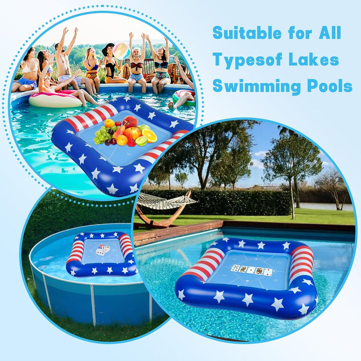 Large Inflatable Card Table for Pool with Waterproof Playing Cards - 41 Inches Waterproof Playing Cards for Pool Floating Games Table for Pools Summer Party Outdoor Beach Party