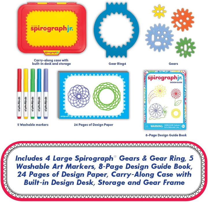 Jr. — Jumbo Sized Gears Classic Retro Toy for Spiral Drawing Art Design Toy Kit for Smaller Hands — for Kids Ages 3 and Up