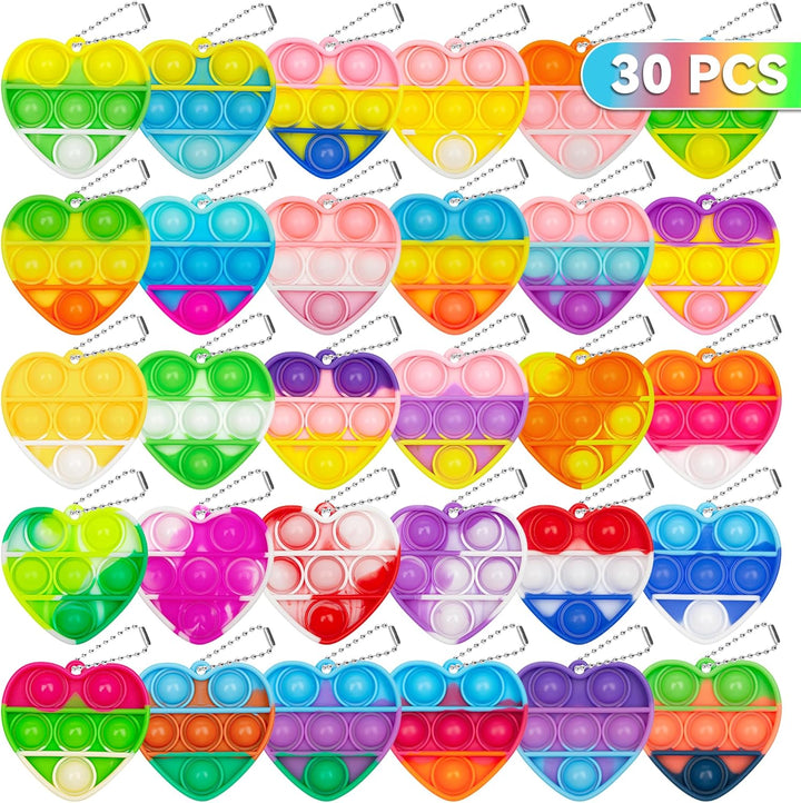 Kids Party Favors Fidget Toys Bulk 30 Pack Mini Pop Fidget Keychain Its Birthday Party Favors for Kids 4-8,8-12 Small Classroom Prizes It Back to School Student Gifts for Students Goodie Bag Stuffers