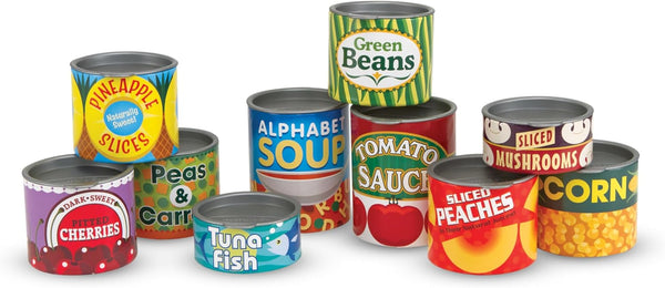 Let'S Play House! Grocery Cans Play Food Kitchen Accessory - 10 Stackable Cans with Removable Lids