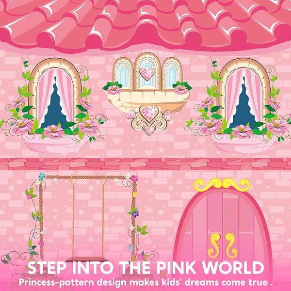 Princess Castle Play Tent for Girls Large Kids Play Tents Hexagon Playhouse with Star Lights Toys for Children Indoor Games (Pink)