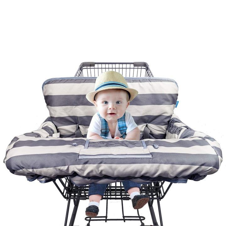 Shopping Cart Cover for Baby, 2 in 1 High Chair Cover for Restaurant Seat & Grocery Cart Cover for Babies, Thick Padded with Clear Phone Pouch, Machine Washable, Leaves