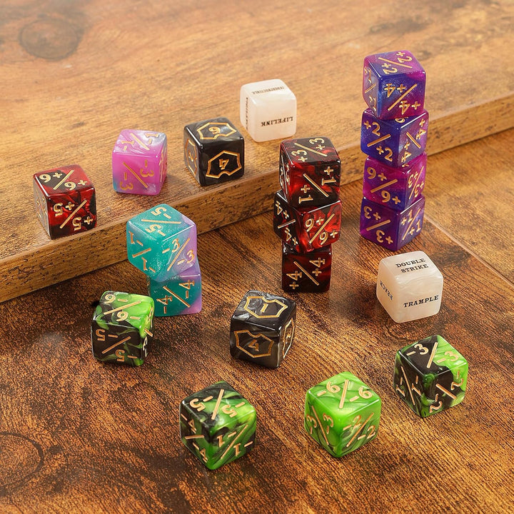 60 PCS MTG Dice Counters Keyword Counters Life Counter 1/+1 Counters Commander Buff Tokens 6 Sided Dice Set for MTG, TCG, Card Games Accessories