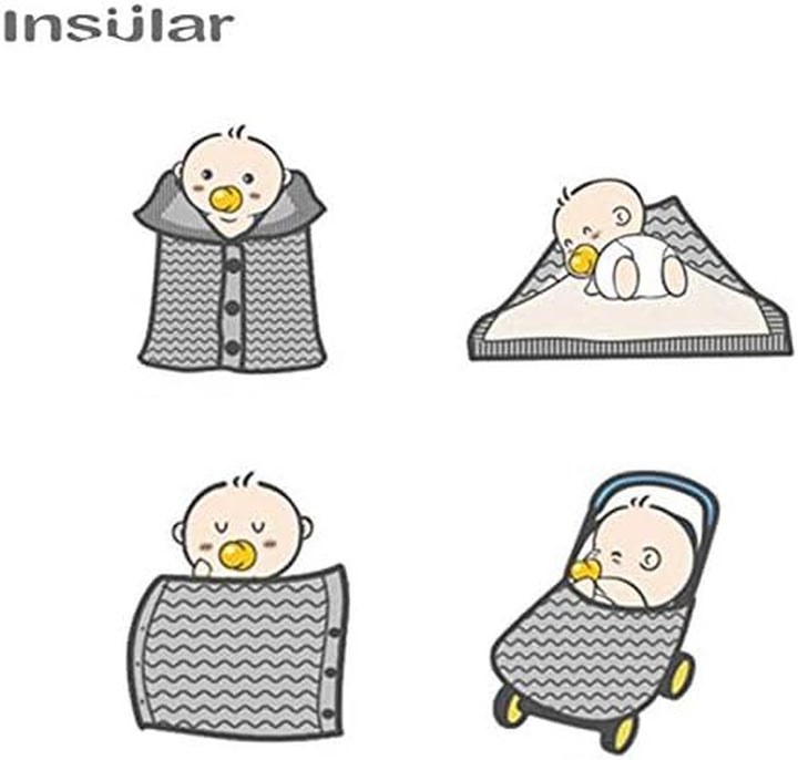 Warm Baby Sleeping Bag Envelope Winter Kid Sleepsack Footmuff Stroller Knitted Sleep Sack Newborn Knit Wool Swaddling Blanket (Gray)