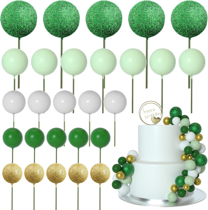 50 Pcs Ball Cake Topper Sticks Mini Balloons for Decorating Supplies Foam Balls Cake Toppers for Baby Shower, Birthday - Blue Series