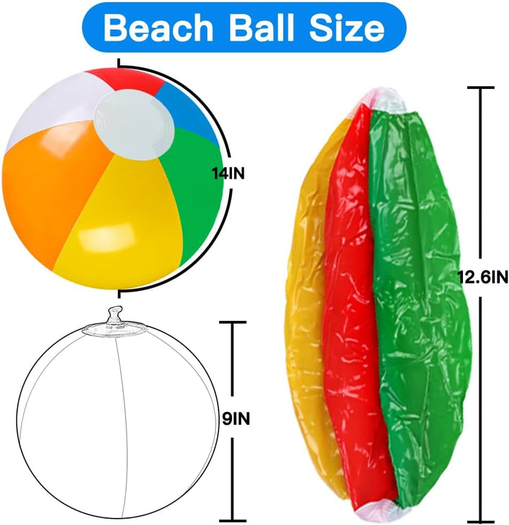 24 Pack 12" Summer Inflatable Beach Balls Bulk Rainbow Swimming Pool Water Games Toys for Kids Summer Party Supplies Decorations