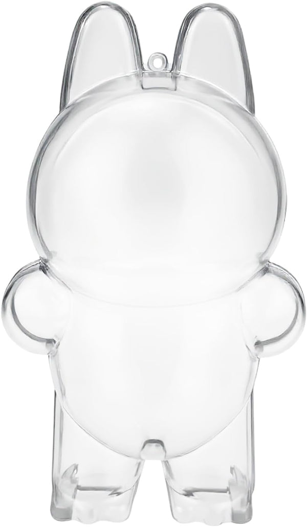 Protective Case for LABUBU the Monsters Exciting Macaron, Display Stand Acrylic Case Cover Accessories with Silicone Strap White - Standing Case, Clear