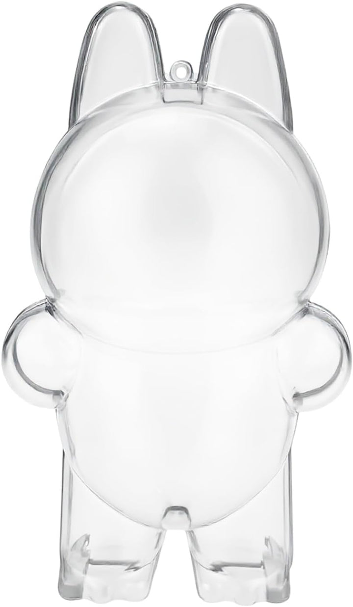 Protective Case for LABUBU the Monsters Exciting Macaron, Display Stand Acrylic Case Cover Accessories with Silicone Strap White - Standing Case, Clear