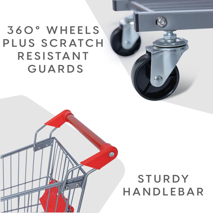 Toy Metal Shopping Cart - Supermarket Pretend Play Grocery Cart for Kids and Toddlers