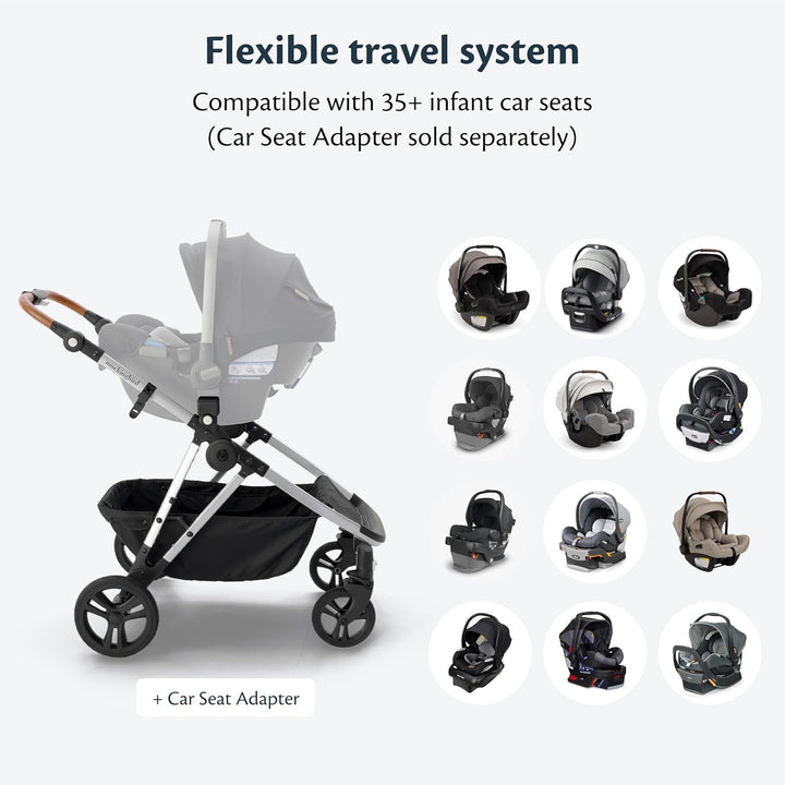 Single-To-Double Stroller 2.0 - Modular Full-Size Baby Stroller for 1, 2 or 3 Kids - Includes Cup Holder - Black