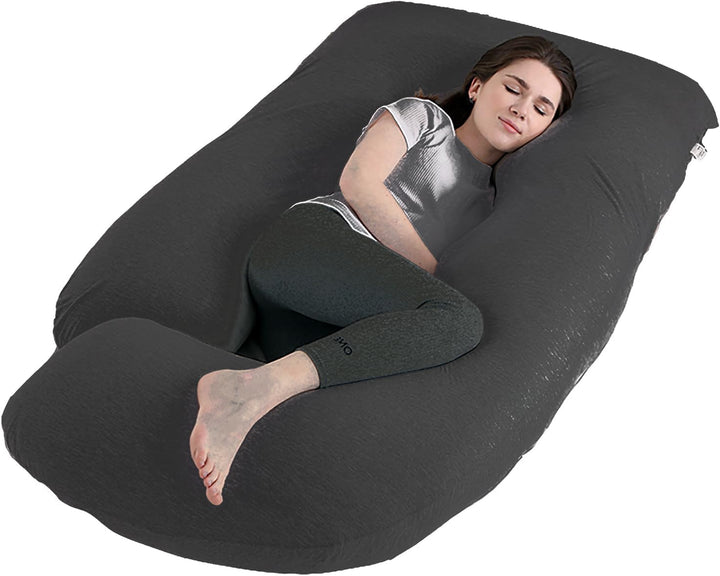 Pregnancy Pillow J-Shaped Full Body Pillow, 59 Inch with Velvet Cover Easy to Remove and Wash, Support Pregnant Women'S Backs Legs and HIPS, Improve Sleep,Pregnancy Pillow for Women ，Gray
