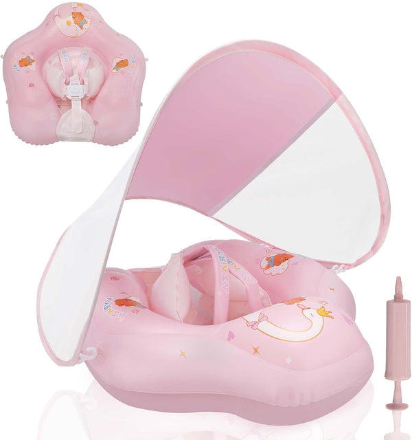 Baby Float with Canopy,Infant Pool Float with Safety Seat,Baby Swimming Float & Swim Float & Water Float UPF50+ UV Protection for Toddler from 3 to 36 Months.(S:3-12 Month/L:6-36 Month)