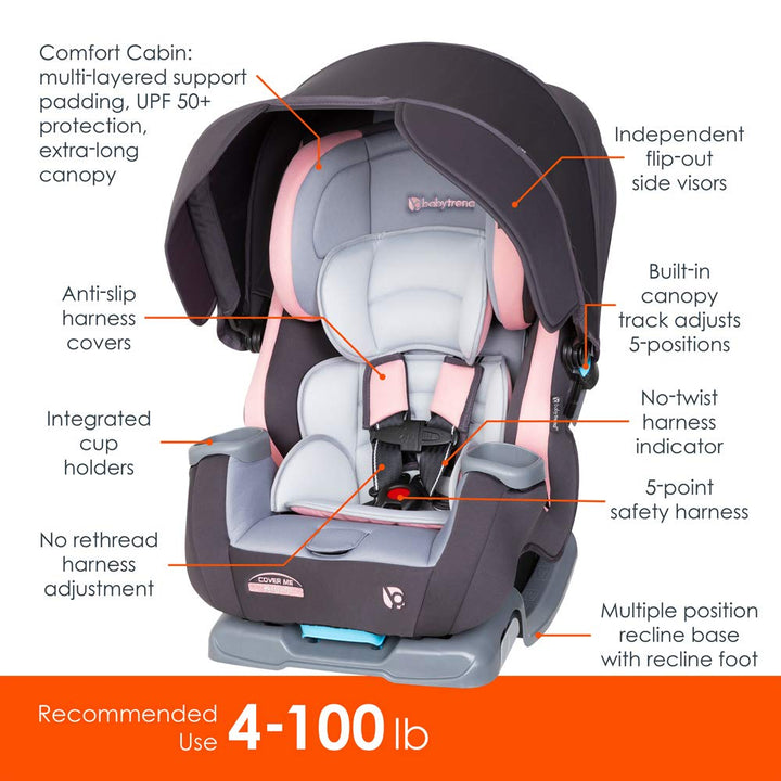 Cover Me™ 4-In-1 Convertible Car Seat, Quartz Pink
