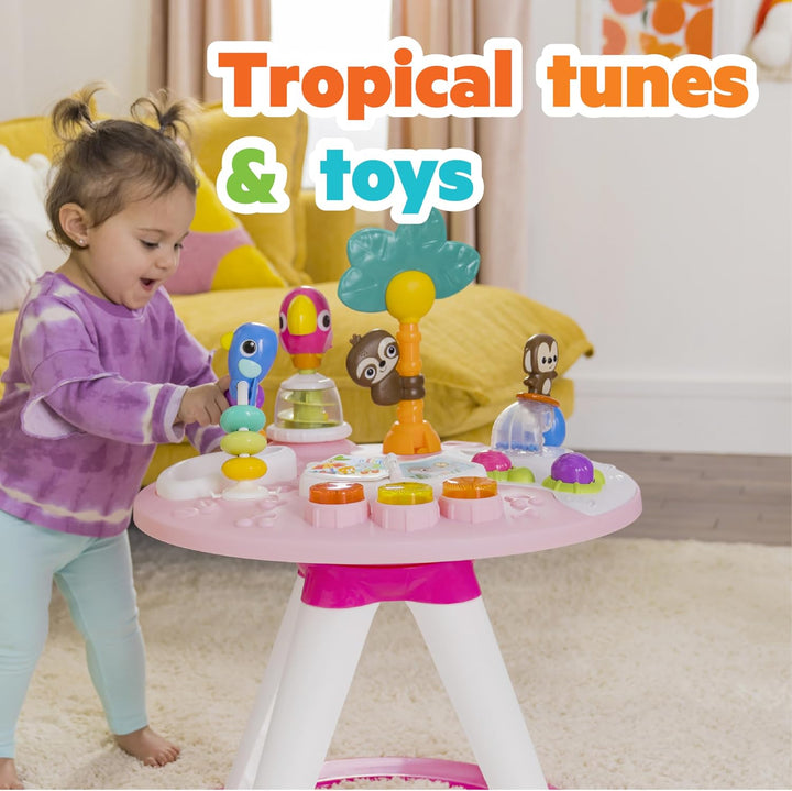 around We Go 2-In-1 Baby Walker, Discovery Activity Center and Table, Tropic Coral, Ages 6 Months+