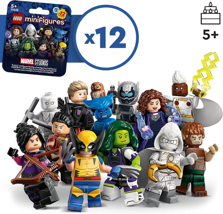 71039 Marvel Series 2 Mini Figures, 1 of 12 Iconic Disney+ Characters to Collect in Each Bag, Includes Wolverine, Hawkeye, She-Hulk, Echo and More (1 Piece, Style Sent Randomly)