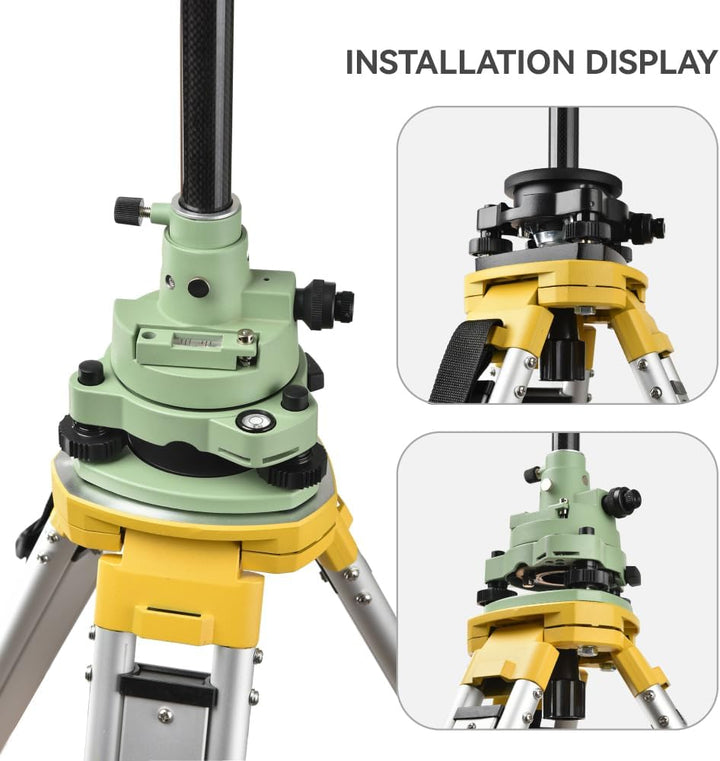 Aluminum Surveying Tripod, Heavy Duty Construction Transit Tripod with Quick Clamp, 5/8-Inch-11 Threaded Flat Head for RTK Base Station, Total Station & Laser Level(Include Tribrach)