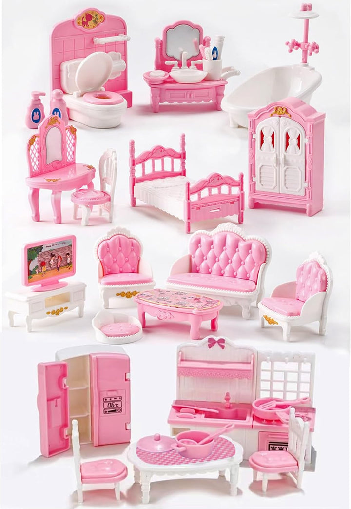 35 Pcs Dollhouse Furniture Accessories Set Mini House Furniture Small Dollhouse Miniature Furniture Play House Accessories 1:12 Tiny Kitchen Bedroom Livingroom Bathroom Boy Girl Toddler3Y+ (A Set)