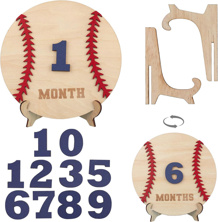 Wooden 3D Baby Monthly Milestone Cards Monthly Milestone Discs Newborn Photography Props Baby Announcement Sign Baby (BBL1)