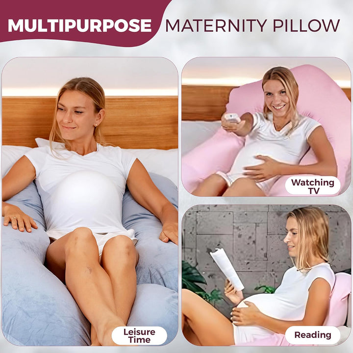 Pregnancy Pillows for Sleeping - V C U Shaped 57Inch Full Body Pillow with Removable Washable Cover, Cooling Maternity Pillow for Pregnant Women, Support for Back Belly Legs Hip