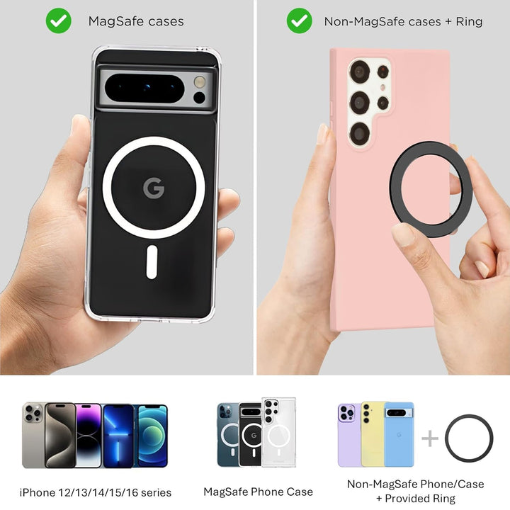 Magnetic Phone Holder for Stroller, Shopping Cart & Golf Push Cart | Handlebar Phone Mount for Magsafe | Strap with Strong Magnet for Mag Safe | Stroller Accessories for Uppababy, Nuna, Bugaboo...