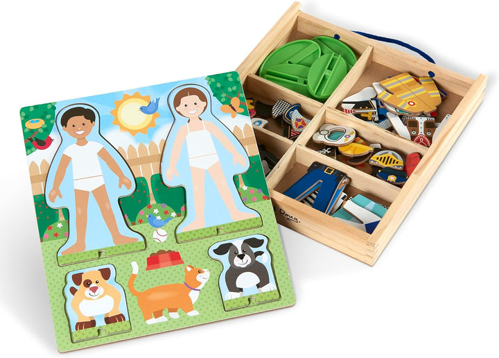 Occupations Magnetic Dress-Up Wooden Dolls Pretend Play Set (82 Pcs)