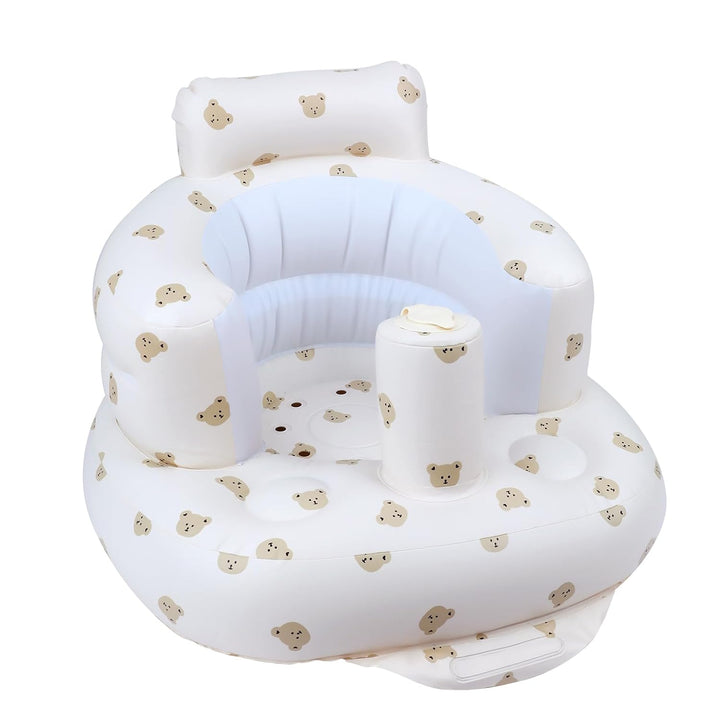 Inflatable Baby Seat for Babies 3 Months & Up, Baby Floor Seats for Sitting Up, Baby Seats for Infants, Blow up Baby Chair with Built in Air Pump - Bear