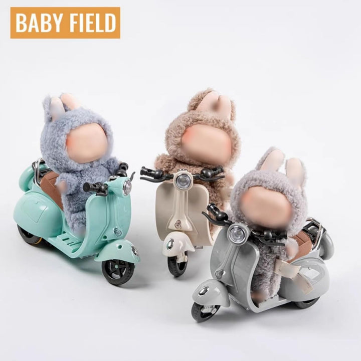 Scooter Toy - with Light and Music, Big into Energy Cute Have a Seat Motorcycles, Interactive Rotating Decor Desktop Ornaments Accessories Collectors (Blue)