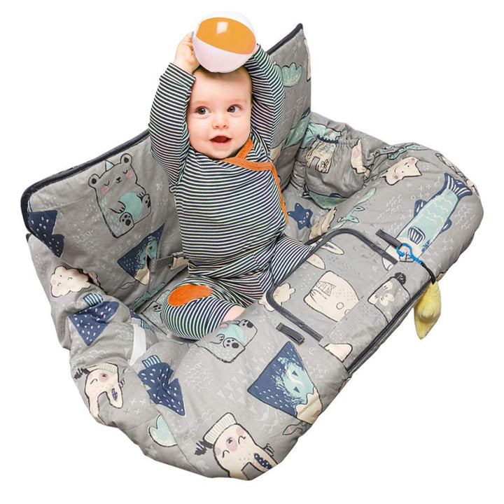Shopping Cart Cover for Baby  Cotton High Chair Cover, Reversible, Machine Washable for Infant, Toddler, Boy or Girl (Grey Arrow Print)
