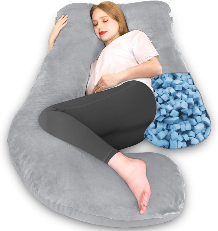 Pregnancy Pillow, U Shaped Full Body Maternity Pillow 58 Inch, Pregnant Women Must Haves Pregnancy Pillows for Sleeping with Removable Cover