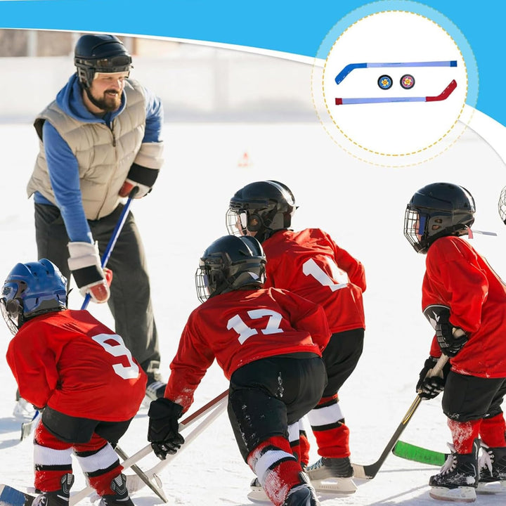 Street Floor Hockey Stick , Youth Toys Sports Starter  with 2 Ball and Plastic Puck, Indoor Outdoor Play Roller Hockey Training Gear for Boys Girls