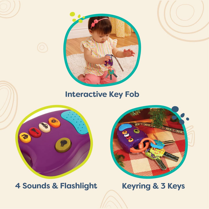 – Toy Car Keys – Key Fob with Lights & Sounds – Interactive Baby Toy – Pretend Keys for Babies, Toddlers – 10+ Months – Funkeys – Purple