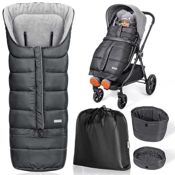 Warm Bunting Bag Universal, Stroller Sleeping Bag Cold Weather, Waterproof Toddler Footmuff (Black, Large)