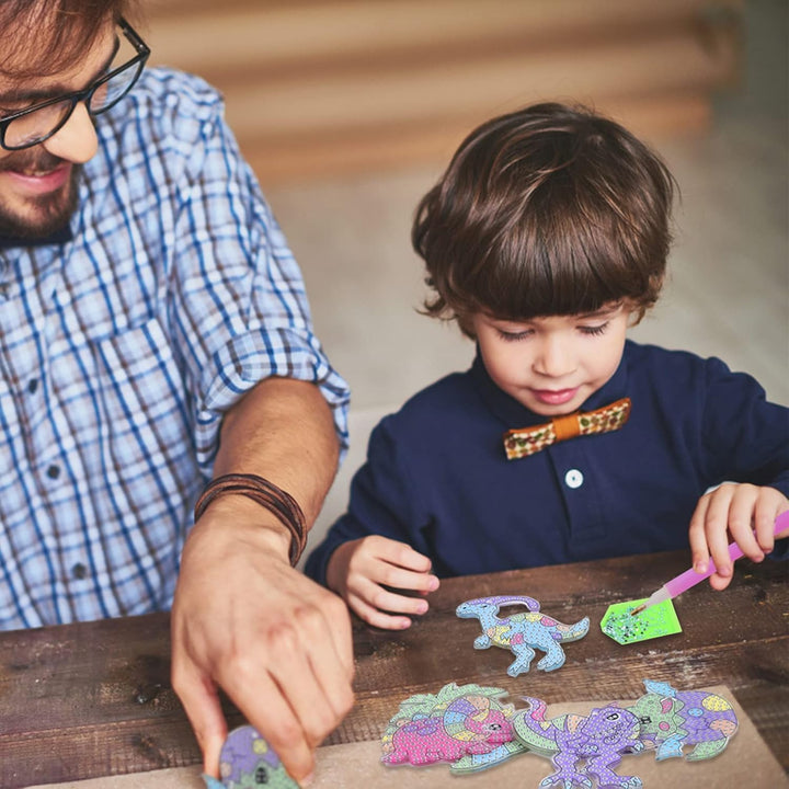 Diamond Art for Kids 6 Pcs DIY Diamond Painting Cartoon Keyrings Set, Painting by Number Gem Keychains Craft Kits for Kids Ages 6-12, Gifts for Birthday, Back to School