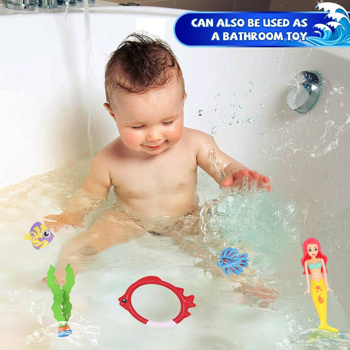 18 Pcs Diving Pool Toys for Kids Ages 3-12 Set with Storage Bag,Pool Games Summer Swim Water Sinking Mermaid Toys